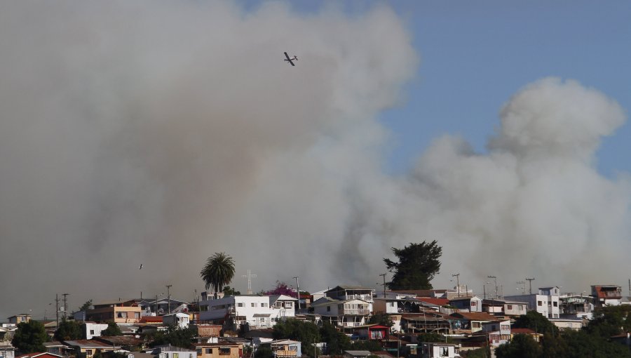 Mantienen Alerta Roja en Valparaíso por incendio forestal en Loma Negra