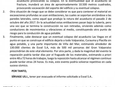 Informe de Esval advierte que todo Valparaíso podría quedar sin agua potable por proyecto inmobiliario