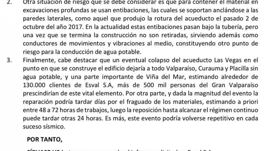 Informe de Esval advierte que todo Valparaíso podría quedar sin agua potable por proyecto inmobiliario