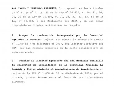 Ordenan tramitar solicitud de invalidar resolución que permitió aprobar "Cardones-Polpaico"