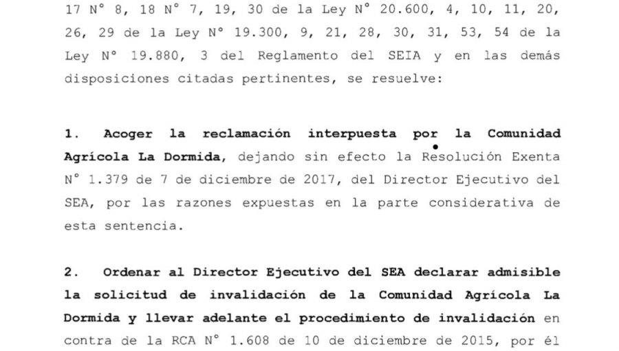 Ordenan tramitar solicitud de invalidar resolución que permitió aprobar "Cardones-Polpaico"