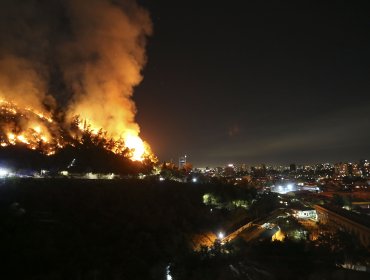 Decretan Alerta Roja en Recoleta por incendio en Cerro San Cristóbal