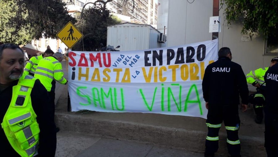 Trabajadores del SAMU de Viña del Mar iniciaron un paro de funciones