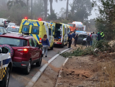 Vehículo con funcionarios de la PDI sufrió accidente y terminó volcado en ruta Las Palmas de Viña