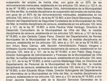 Caso "Horas Extras": Sumario administrativo de Contraloría sanciona a 37 funcionarios claves de municipio de Viña del Mar