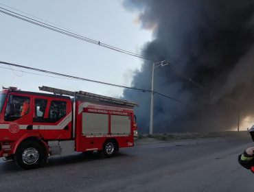 Incendio en fábrica de San Bernardo deja extensa columna de humo en el Gran Santiago