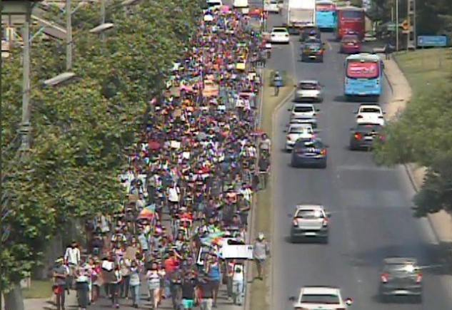 Cientos de manifestantes marchan por avenida 1 norte en dirección al centro de Viña