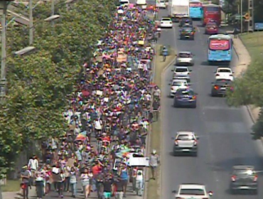 Cientos de manifestantes marchan por avenida 1 norte en dirección al centro de Viña