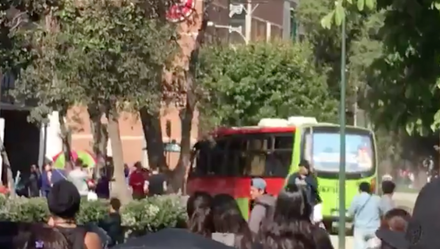 Conductor decidió evitar aglomeración de marcha y cruzó una plaza de Viña en su microbús