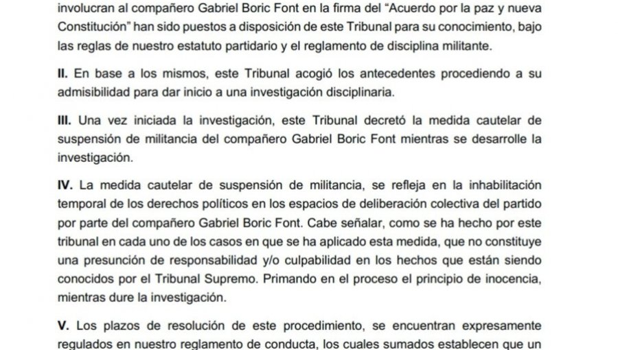 Suspenden militancia de Gabriel Boric en Convergencia Social tras firmar acuerdo constitucional