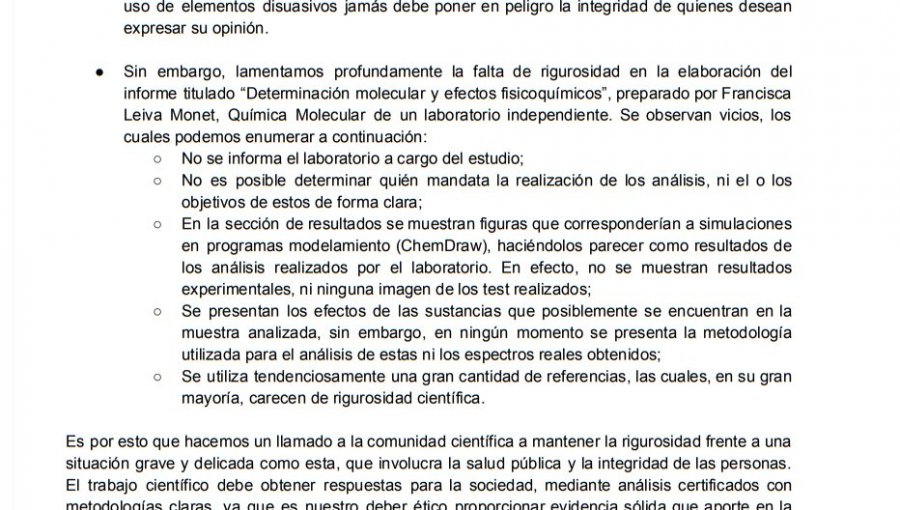 Colegio Chileno de Químicos cuestionó estudio que detectó soda cáustica en agua del "guanaco"