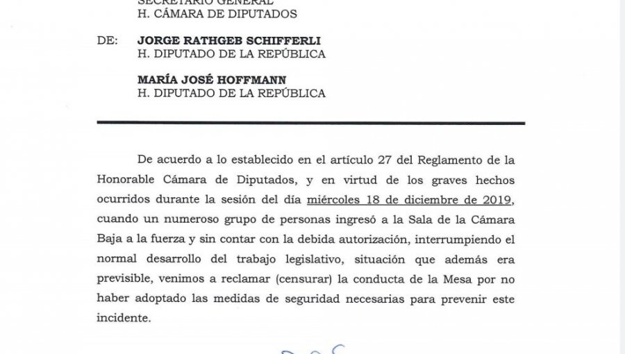 Diputados oficialistas presentan censura contra la mesa de la Cámara por no garantizar la seguridad