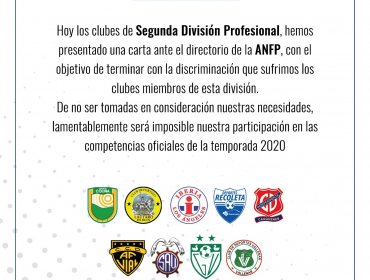 Clubes de Segunda División Profesional amenazaron a la ANFP con no jugar el 2020