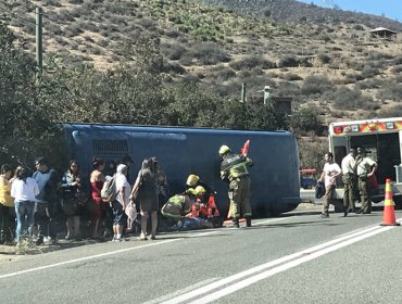 Paseo de profesores de Recoleta termina en accidente: bus volcó en cuesta La Dormida de Olmué