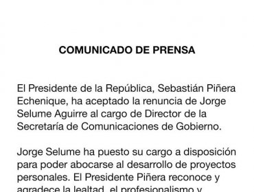 Jorge Selume renunció al cargo de Director de la Secretaría de Comunicaciones de Gobierno