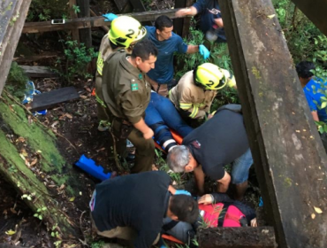 Cuatro personas resultaron heridas luego de que cediera una pasarela de la Reserva Huilo Hulio