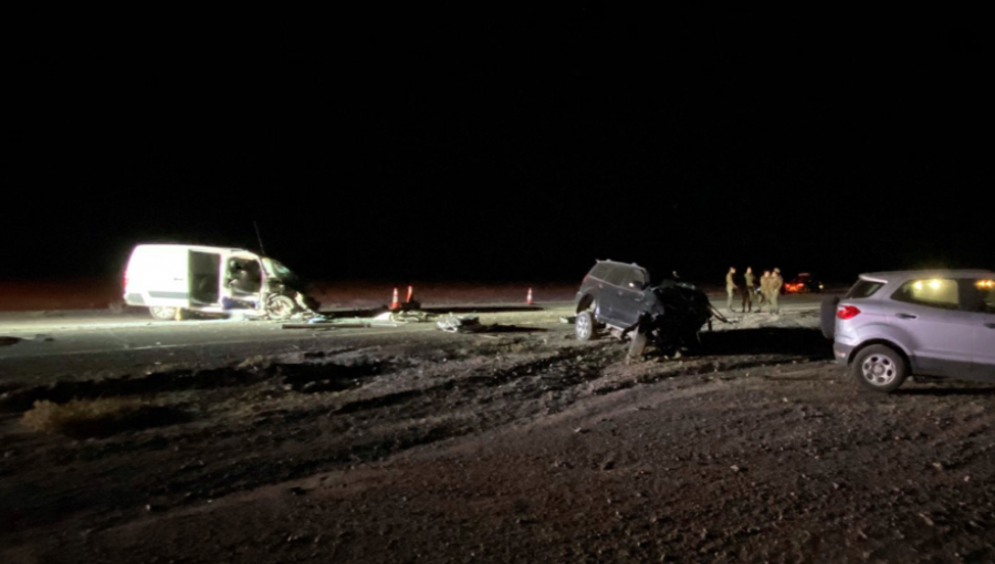 Cuatro fallecidos deja violenta colisión frontal en ruta Calama - San Pedro de Atacama