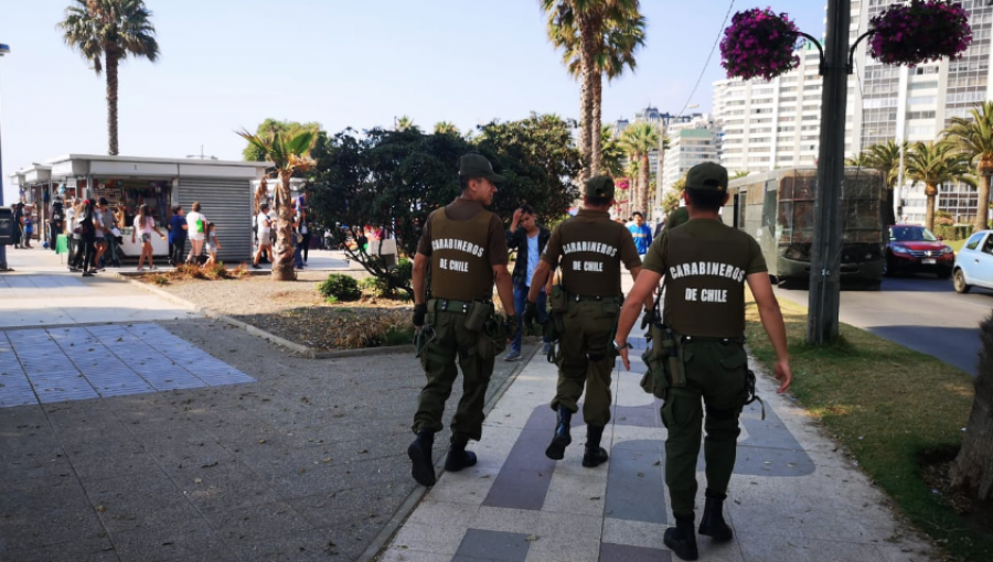 Carabineros anuncia reforzamiento de su contingente en sectores turísticos de Viña del Mar