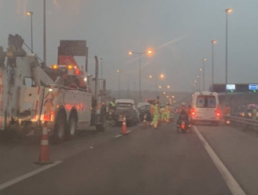 Accidente que involucró a siete vehículos origina kilométrica congestión en la autopista Troncal Sur de Quilpué