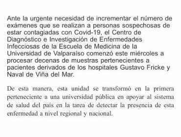 Universidad de Valparaíso confirma segundo caso de paciente contagiado con Covid-19 en la región