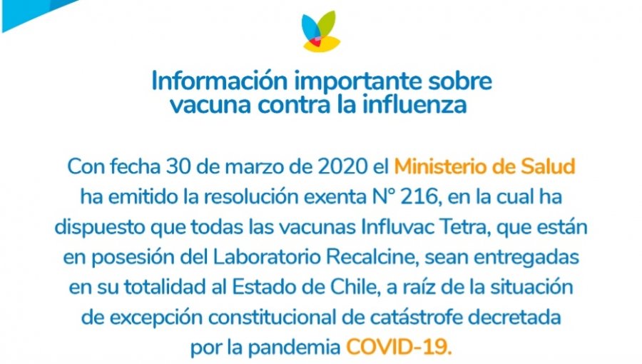 Salcobrand no dispondrá de vacunas contra la influenza a la venta en sus sucursales