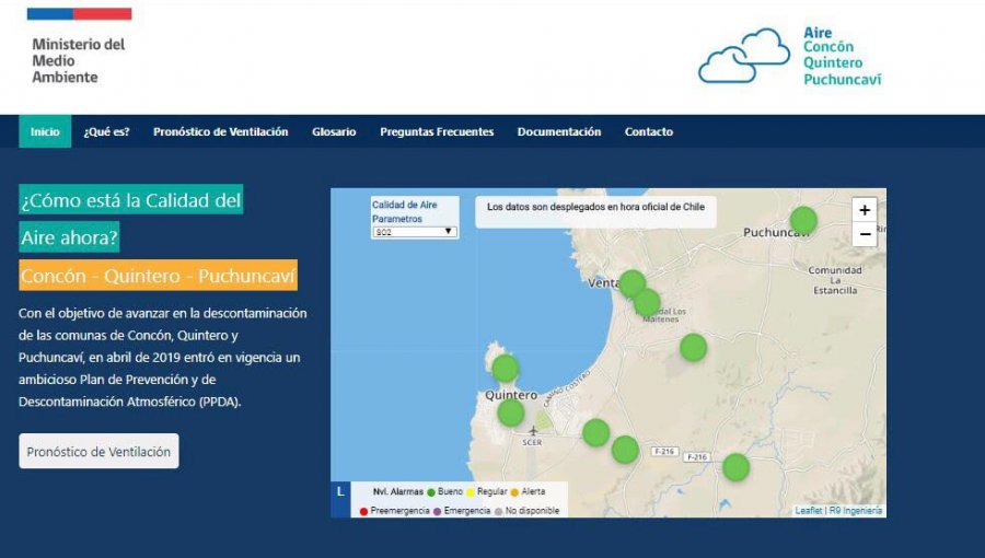 Calidad del aire de Concón, Quintero y Puchuncaví podrá ser monitoreada en línea con nueva plataforma