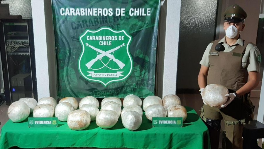 Control vehicular termina con el hallazgo de casi 24 kilos de marihuana elaborada en Papudo