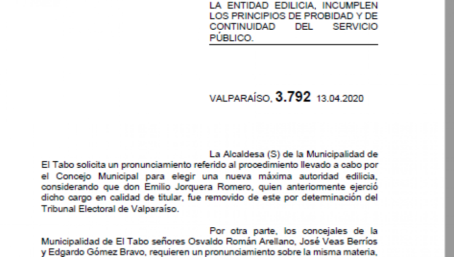 Caso Alcalde de El Tabo: Contraloría responde a municipio y pide que se aplique la ley