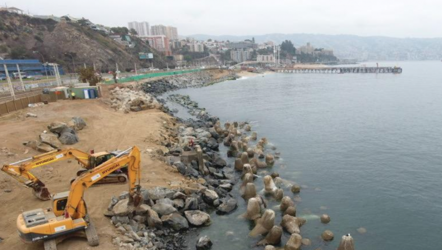 Avanzan obras de protección del paseo Juan de Saavedra en Valparaíso