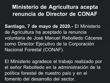 Director ejecutivo de Conaf, José Manuel Rebolledo, renunció a su cargo