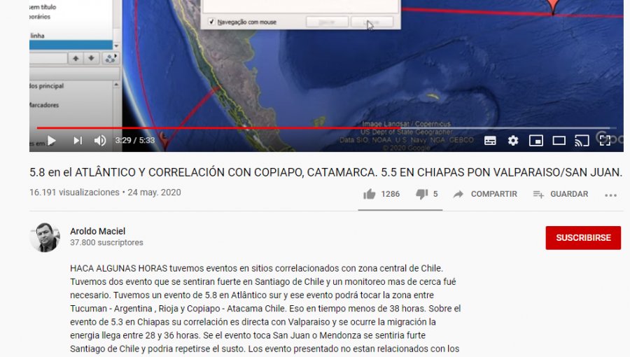 Aroldo Maciel se renueva y desde Canal de Youtube pronostica temblores de mediana intensidad para Chile