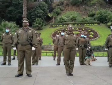 Carabineros celebra el buen comportamiento de los viñamarinos durante la cuarentena con video en el Reloj de Flores