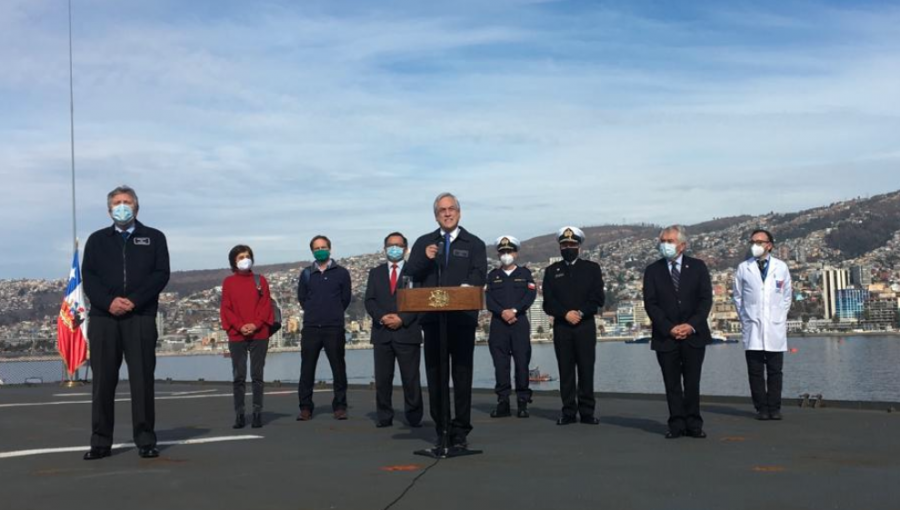 Presidente Piñera en Valparaíso: Valoró trabajo de las Fuerzas Armadas y destacó "leve mejoría" de la pandemia