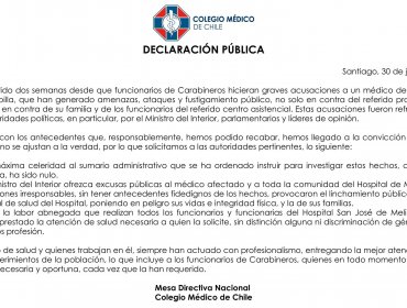 Colegio Médico concluye que denuncia de Carabineros contra el hospital de Melipilla "no se ajusta a la verdad"