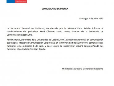 René Cánovas fue nombrado como nuevo director de la Secretaría de Comunicaciones