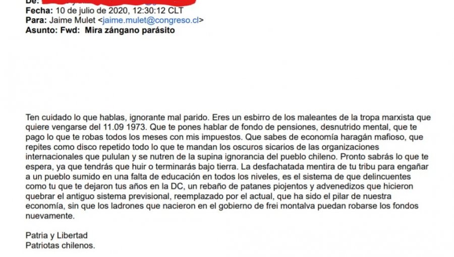 Diputado Jaime Mulet denuncia haber recibido amenazas de muerte firmadas por Patria y Libertad