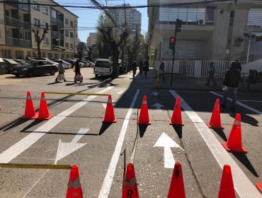 Municipalidad de Viña del Mar comenzó demarcación de cruces peatonales diferidos para mantener el distanciamiento