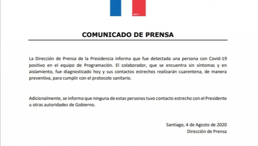 Confirman nuevo caso de Covid-19 en La Moneda: funcionario de Programación dio positivo