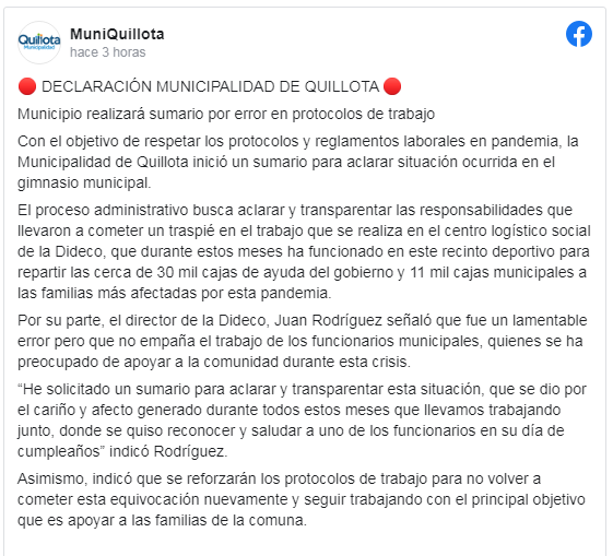 Municipio de Quillota califica de "error" y "traspié" la polémica fiesta de cumpleaños en plena pandemia y alcalde Mella ofrece "disculpas públicas"