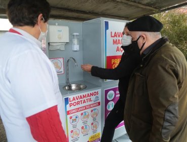 Municipio de Quilpué instaló lavamanos en el centro para facilitar la sanitización durante la pandemia