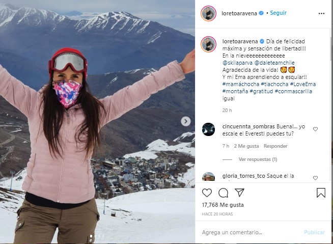 Loreto Aravena disfruta de la nieve junto a su hija de 5 años en La Parva
