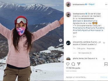 Loreto Aravena disfruta de la nieve junto a su hija de 5 años en La Parva