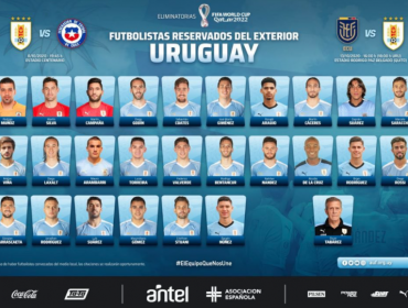 Estos son los 26 futbolistas reservados por Uruguay para jugar ante Chile