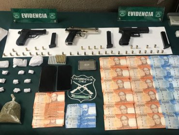 Carabineros decomisa marihuana, armas y casi $6 millones en efectivo durante procedimiento en Quilpué