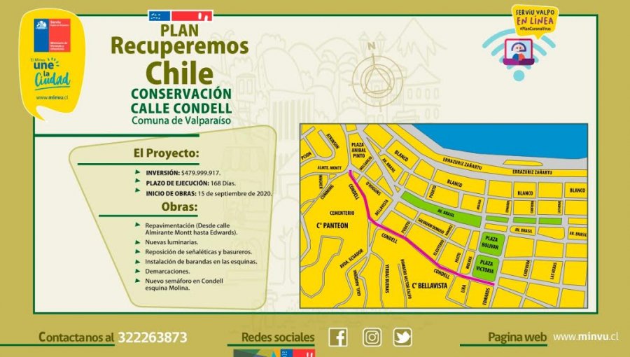 Este martes 29 comienzan las obras de mejoramiento de la calle Condell de Valparaíso