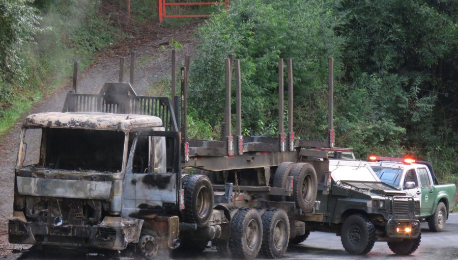 Nuevo atentado en Contulmo: Quemaron seis camiones y dos grúas en faena forestal