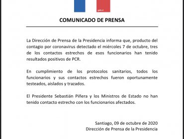 Detectan tres casos nuevos de Covid-19 al interior de La Moneda: seis contagios en 48 horas