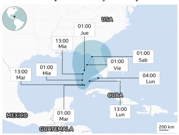 La curiosa trayectoria de 'Eta', la tormenta que se volverá a convertir en huracán y podría golpear a Florida dos veces