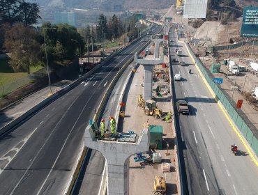 Obras de construcción de la autopista Américo Vespucio Oriente superan el 50%