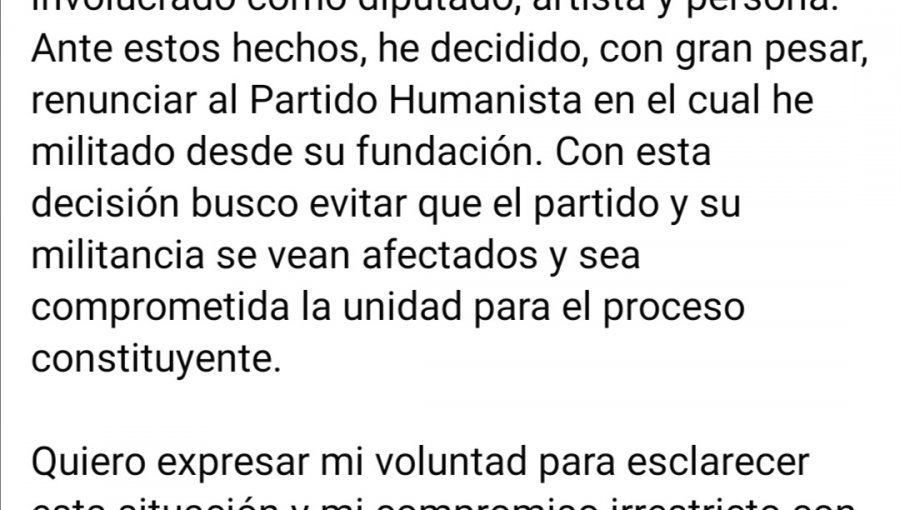 Diputado Florcita Alarcón renunció al Partido Humanista tras acusaciones de abuso sexual y violación